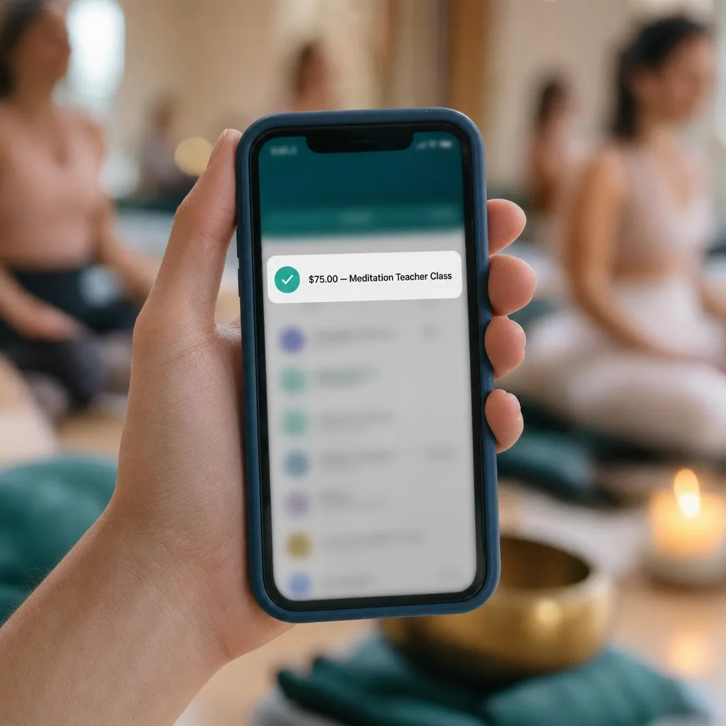 Your first paid session: payment received on the reader's phone